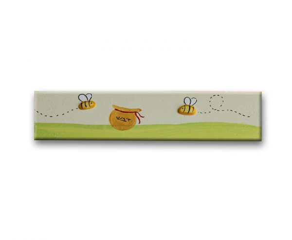 ידית מלבנית מעץ בעיצוב דבש עם דבורים 1