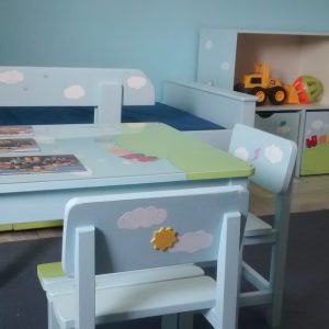 חדר ילדים בגווני תכלת וירקרק