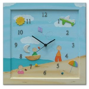 שעון קיר מעוצב - ילדים בחוף הים