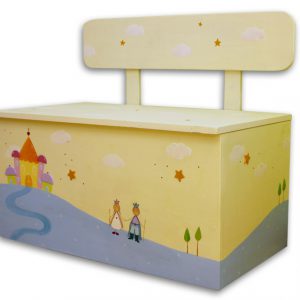 ספסל אחסון צעצועים לילדים – נסיכה, נסיך וארמון