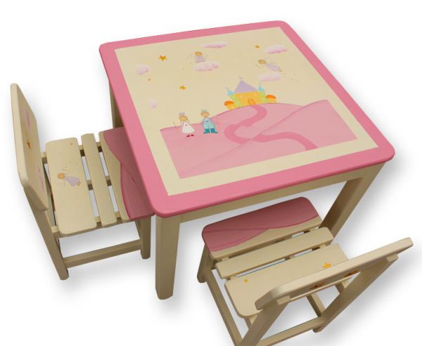 שולחן וכסאות לילדים - נסיכה, נסיך וארמון קסום