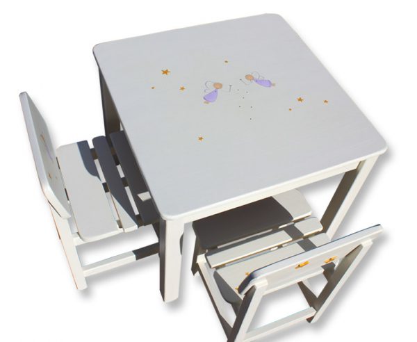 שולחן וכסאות לילדים - פיות סגולות עם כוכבים
