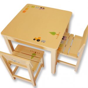 שולחן וכסאות לילדים - טרקטור ורכבת בקו נקי