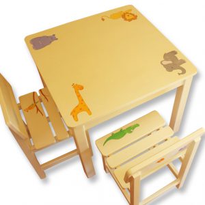 שולחן וכסאות לילדים - חיות-קו נקי